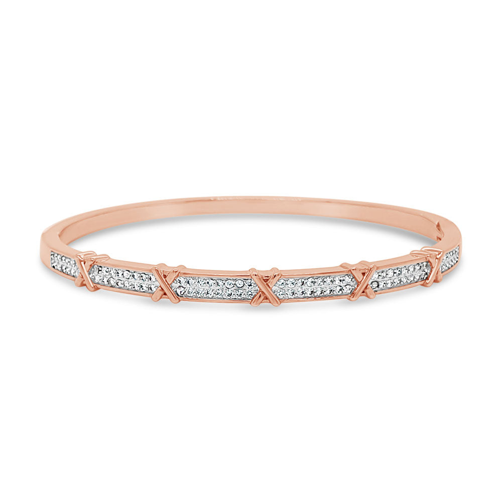 Crisscross Rose Gold Diamante Bangle